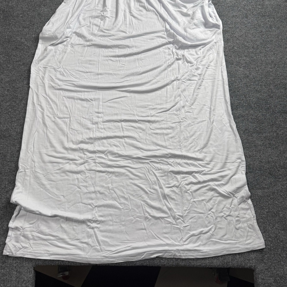 NWT White‎ Short Sleeve Maxi Dress Empire Waist Pockets Flowy Summer Casual - Picture 3 of 16